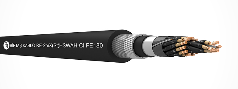 RE-m2X(St)HSWAH-CI FE180  90°C / 500 V Cu/MT/XLPE/OSCR/LSZH/SWA/LSZH/MC